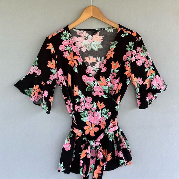 5 for $45 Ann Taylor Wrap Top Blouse Shirt Size SP Floral - Picture 2 of 7
